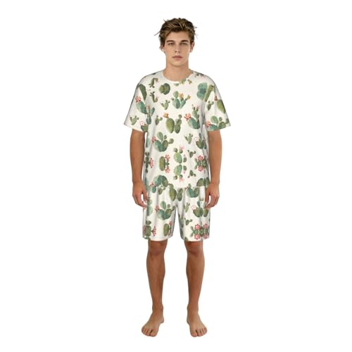 Pyjama cactus homme : ensemble de nuit 2 pièces imprimé pour moments de détente