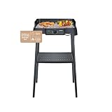 Severin Barbacoa Eléctrica de Sobremesa con Parrilla de Acero Inoxidable y Soporte, Negro PG 8594