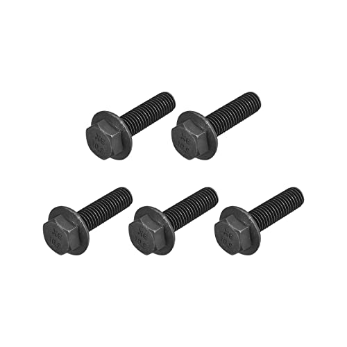 Image of METALLIXITY Flanged Hex Head Bolts (M10x35mm) 5pcs, Hexagon Serrated Flange Bolt Fully Thread Screw - for House Construction Hardware Fasteners