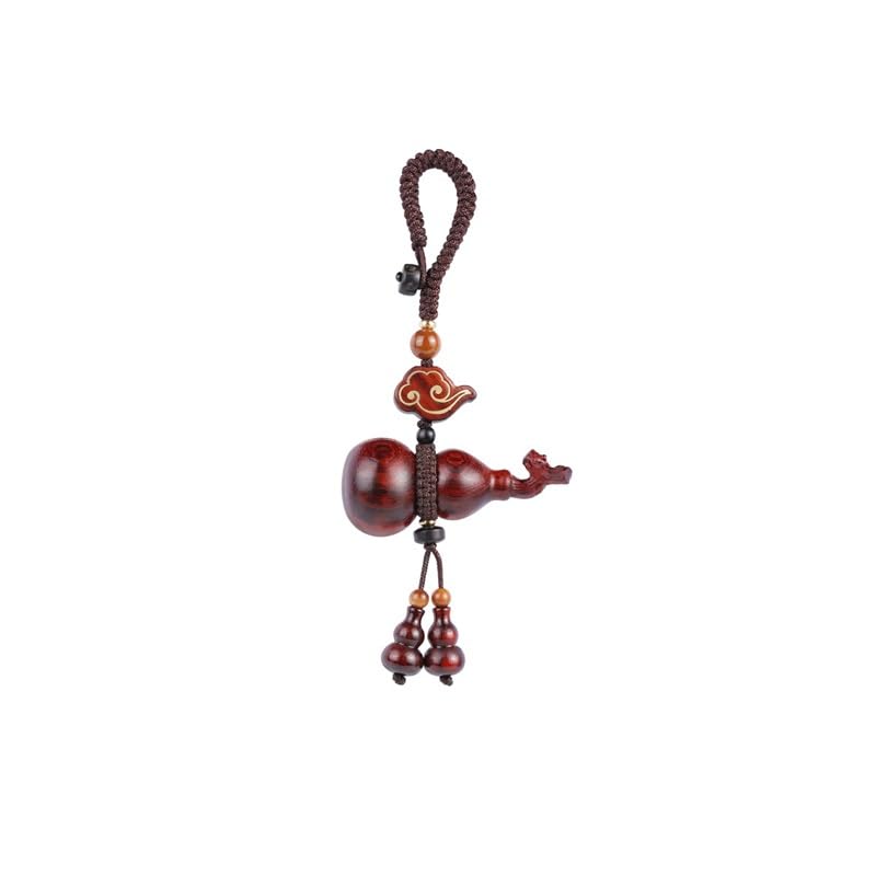 Pendentif clé gourde de paix en bois sculpté main pour sac et auto