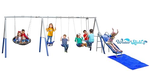 Xdp Recreation 96680GW Fun Forever Plus With 6' Water Slide And Ground Water Tarp - 8 User Metal Swing Set, By Xdp Recreation cover