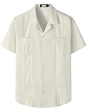 JOGAL - Camisas guayabera cubanas de manga corta para hombre, Medium