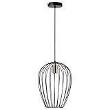 HOMCOM Pendelleuchte Hängeleuchte Hängelampe modern Pendellampe für Büro Wohnzimmer Esszimmer Metall Schwarz Ø26 x 130 cm