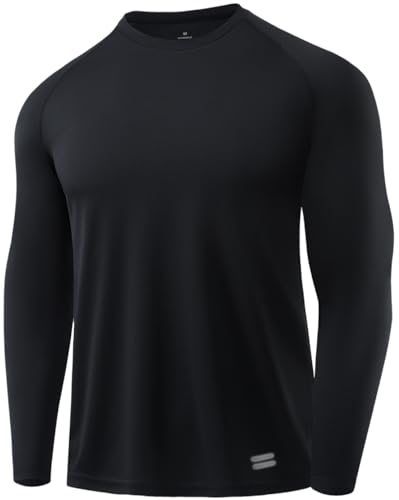 Lightweight Men's Base Layer Shirt Long Sleeve - Quick Dry Tee Shirts Tops for Running,Cycling Black XXL
