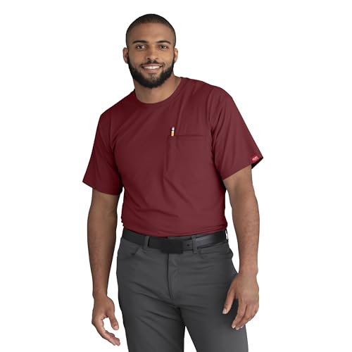 Red Kap Men's Tall Size Cooling Short Sleeve Pocket Tee, Crimson, Large Tall by Red Kap - Used condition - US$18.97