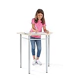 ADJUSTABLE STANDING DESK FOR KIDS: Desk adjusts to multiple comfortable height settings ideal for kids; adjusts from 30-43"H MADE TO LAST: Durable standing desk features a smooth-sanded birch plywood tabletop and a powder coated steel frame LARGE, FL...