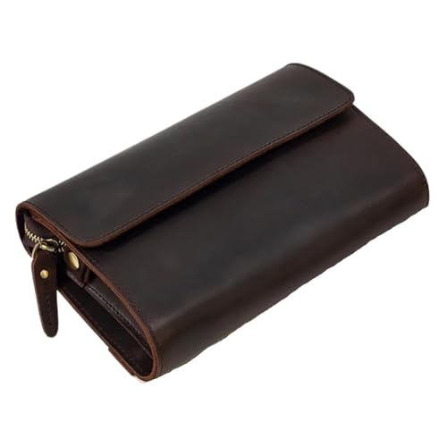 Bolso de mano cuero genuino para hombre de piel de vaca auténtica premium