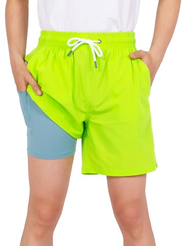 YOUNGSOUL Badehose Jungen Badeshorts mit Kompression Kinder 2 in 1...