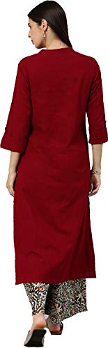 Image of Yash Gallery Womens Cotton Kalamkari Print Kurta Palazzo Set Ethnic Wear