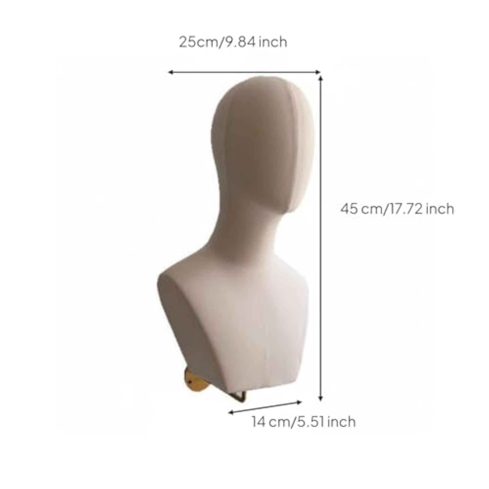 Gold Wall-Mounted Mannequin Bust with Hook for Hairpieces