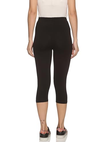 Image of OUTFLITS Women's Knee-Length Cotton Spandex Essential Capri Stretchy Leggings |Small - 2XL Adult |Yoga Leggings, Workout, Gym, Running 3 /4th Leggings for Women(OFLLC)