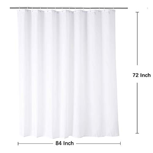 Wellcolor Extra Wide Shower Curtain Liner 84 X 72 Inch,Fabric Shower Curtain Liner For Bathroom Curtain,Hotel Quality,Water Repellent, White #TOP1