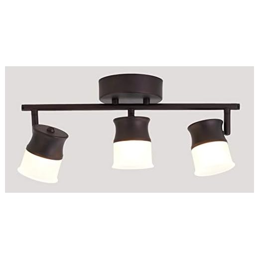winsmart Track Lighting Fixtures Ceiling Spot Lights for Kitchen Living Room and Hallway, 3 Lights Oil Rubbed Bronze Flexible Adjustable Track Lighting with Glass Lampshade.