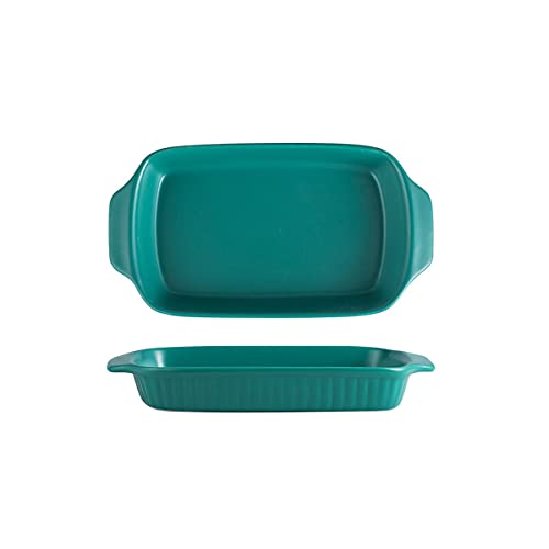Juego de Platos de cerámica para Hornear, cacerolas rectangulares, Fuente de cerámica para Hornear (Rosa)