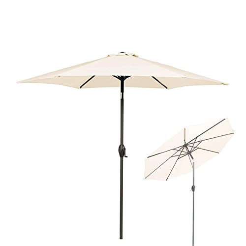 Parasol inclinable de 2.7m con 8 varillas rígidas contra el viento para terraza y piscina