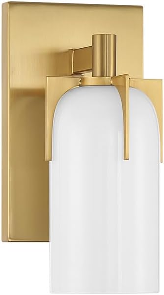Warm Brass and Opal Glass 1-Light Vanity Sconce