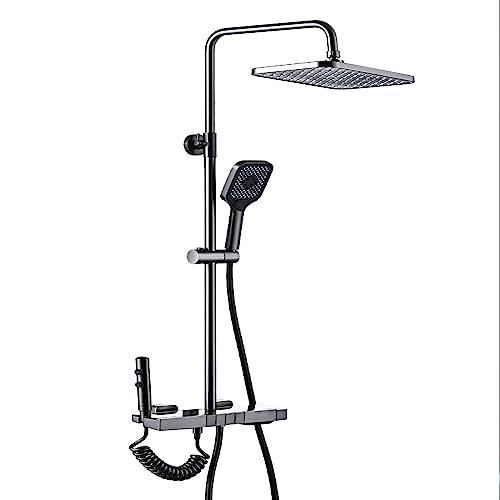 Conjunto de ducha para baño, juego de ducha presurizado, conjunto de ducha montado en pared con temperatura constante inteligente, pantalla digital LED, rociador superior extragrande, teclas de piano, adecuado para baño y gimnasio miniatura 1