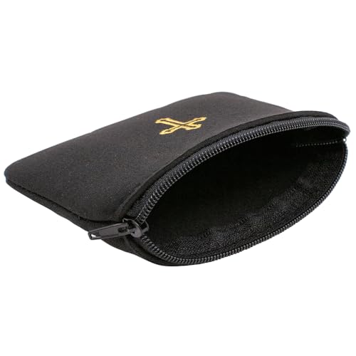 Rosary Bag Pouch with Zipper | Gold-Tone Cross | Black or White | Portable Bag for Rosaries, Coins, and Religious Jewelry | Great Catholic Gift for First Holy Communion (Black)2