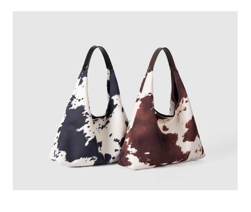 Bolso Hobo Grande de Gamuza Café con Estampado de Vaca miniatura 5