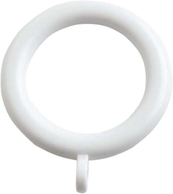 Merriway BH07017 (24 Pcs) Plastic Curtain Drapery Pole Rod Rings Inner Diameter 35mm Outer Diameter 42mm White - Pack of 24 Pieces