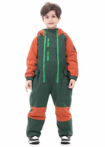 Bumdeep Kid's Girls Boys One Pieces Ski Suits Jumpsuits Snowsuits Snowboard Waterproof Jackets (Green,100Cm) #TOP5