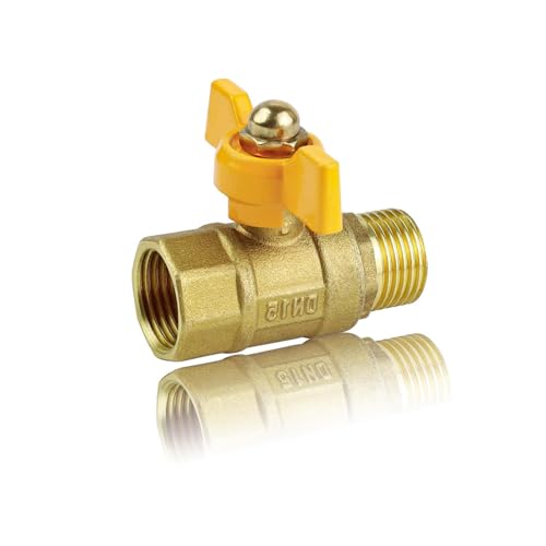 0XBIT Válvula de Bola 1/2 Pulgada, Latón Llave de Paso agua, Rosca Interior y Exterior Llave de Paso, Con Mango de Mariposa, Apto Para Válvulas de Aire, Gas y Tuberías de Agua