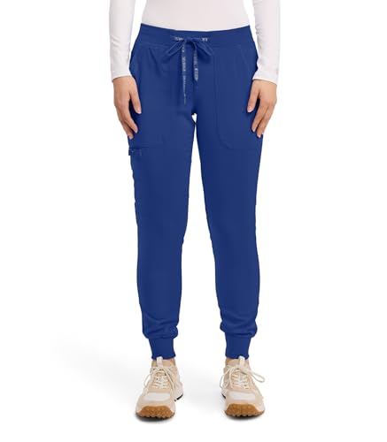 Med Couture Calça feminina Touch Scrub Yoga Jogger com 5 bolsos e cordão na cintura - MC7710, Galáxi