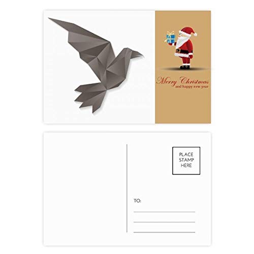 Cartes postales corbeau géométrique abstrait et Père Noël en papier premium