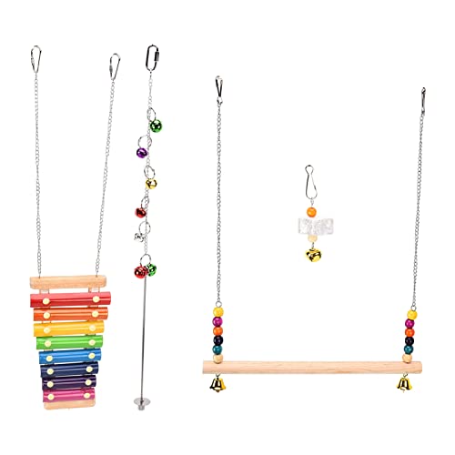 Pet Chicken Xilofono Altalena Forchetta da frutta Set di giocattoli Divertimento Intrattenimento Noia Sollievo Legno Metallo