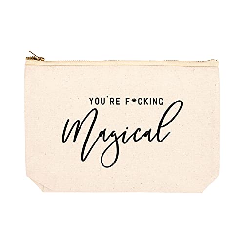 Andaz Press Funny Makeup Bag Canvas Cosmetic Bag with Zipper You're Fucking Magical Makeup Pouch For Purse Travel Pouch Toiletry Bag Funny Pencil Bag Cute Birthday Gifts for Women 6.5 x 9 Inch