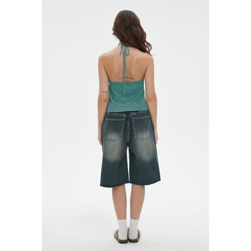 Off The Shoulder Backless Top Tie Back Halter Sleevless Tops Spaghetti Strap Tank Sexy Y2k Top2