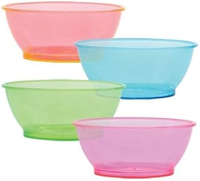 Tiger Chef Neon Assorted Party Plates, 8-Pack 6-ounce Hard Plastic Plates, Assorted Neon Colors Pink, Blue, Green and Orange