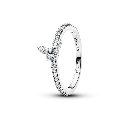 Pandora Anillo de Mujer de Plata con Mariposa Brillante, Color Blanco 194269C03, 54/17,2, Plata de, Circonia cúbica