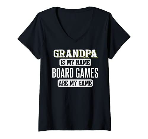 Womens Funny Board Games Gift for Grandpa Fathers Day Design V-Neck T-Shirt, Black