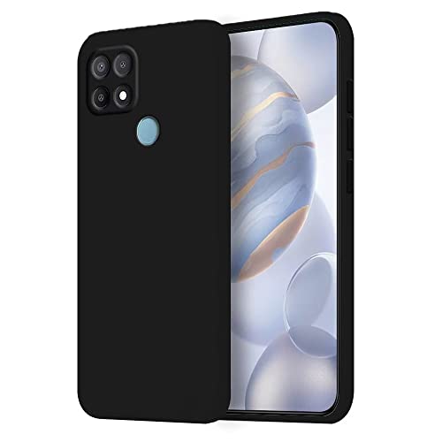 HONLEN Funda Compatible para OPPO A15 Case, (6.52' Inches) Líquida TPU Silicona Cover con Anti-Rasguño, Cáscara Suave Cubierta Negro