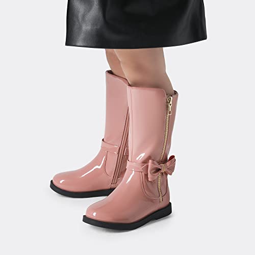 Dream Pairs Sdbo224K Girls Side Zipper Riding Boots Mid Calf Shoes Size 5 Toddler Pink/Pat #TOP5