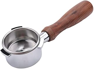 DUKHA 54mm Bottomless Portafilter, Stainless Steel Coffee Espresso Machine Wood Handle, Bottomless Filter Holder Portafilter Wooden Handle Accessory