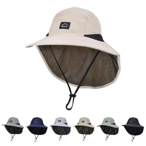 Image of ZOORON Kids Sun Hat with Neck Flap UPF 50+ UV Protection Wide Brim Breathable Fishing Safari Beach Summer Hat for Boys Girls
