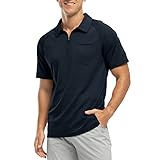 Rdruko Polo con cremallera de 1/4 para hombre, con bolsillo, manga corta, transpirable, de secado rápido, para golf, tenis, casual, para trabajo inteligente, azul marino, 3XL
