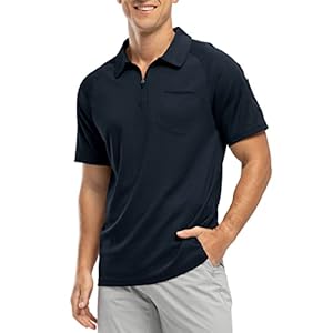 Rdruko Men’s 1/4 Zip Polo Shirts with Pocket Summer Short Sleeve Breathable Quick Dry Golf Tennis Tops Casual Smart Work T Shirts