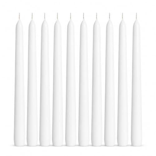 1ABOVE 10 Pack Tapered Dinner Candles | Unscented - Slow Burning Candles | Multi-Purpose | Smokeless Candles (White)
