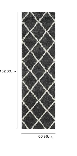 Image of Shaggy Floor Carpets for Living Room, Elegant Bed Side Runner Carpet, Sofa Area Pooja Room Carpet, (2x6 Feet, Grey Box)