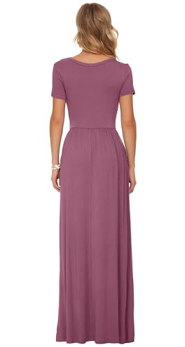 Image of AUSELILY Women's Classic Short Sleeve Loose Plain Casual Long Maxi Dresses for Women 2026