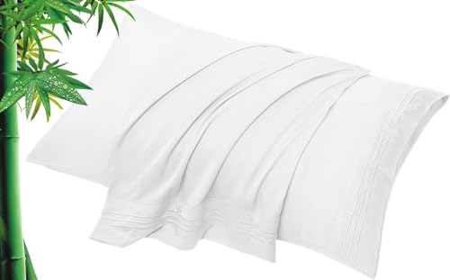 YIYEA Juego de 2 fundas de almohada refrescantes, tamaño King, 100 % viscosa orgánica derivada de bambú, fundas de almohada suaves y sedosas con cierre de sobre para personas que duermen con calor,