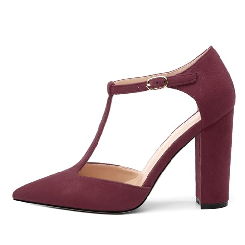 Women's High Heel Pumps, Simple Classic T-Strap Pointed Toe Dress Shoes,Party Dress Sandals3.92
