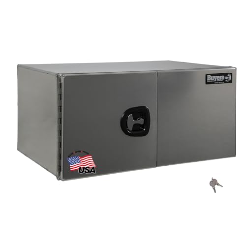 Buyers Products 1705445 Silver Pro Series Smooth Aluminum Underbody Truck Box with Barn Door, 24x24x60 Inch, Durable Vehicle Tool Box for Storage and Organization