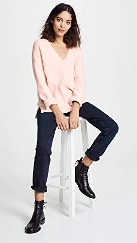Jack By Bb Dakota Junior's Fair Warming Deep V Sweater With Rib Stitch, Vintage Rose, Medium #TOP4