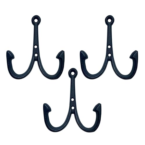 HomeHand Nautical Anchor Cast Iron Black Fish Wall Hook Coat Beach Towel Key Holder Screws Included (3 PCS)