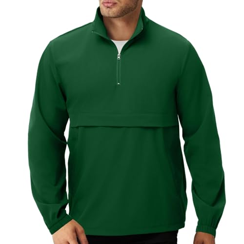 Image of EDITCOZY Men's Lightweight Quarter Zip Pullover Casual Windbreaker for Running Golf Jackets with 3 Pockets