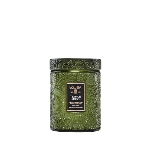 Image of Voluspa Temple Moss Glass Jar Candle, 5.5oz, Coconut Wax Blend, Scented Candles for Home, 50 Hour Burn Time, Handcrafted in the USA